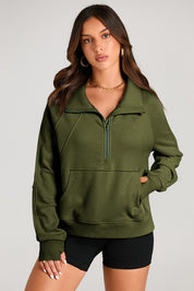 Quarter Zip Kangaroo Pocket Sweatshirt