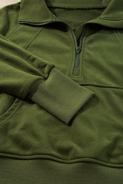 Quarter Zip Kangaroo Pocket Sweatshirt