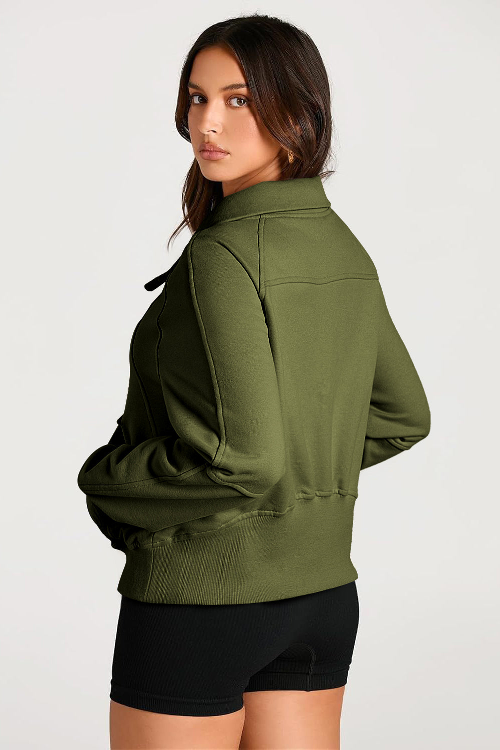 Quarter Zip Kangaroo Pocket Sweatshirt
