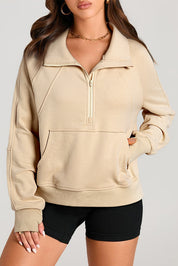 Quarter Zip Kangaroo Pocket Sweatshirt