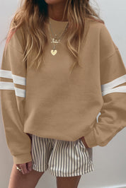 Varsity Striped Shoulder Oversized Sweatshirt