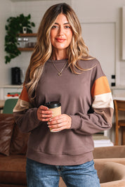 Color Block Shoulder Pullover Sweatshirt