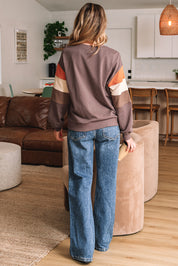 Color Block Shoulder Pullover Sweatshirt