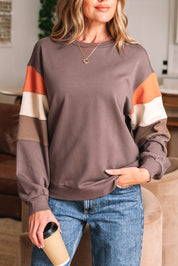 Color Block Shoulder Pullover Sweatshirt