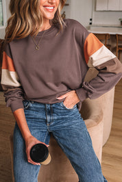 Color Block Shoulder Pullover Sweatshirt