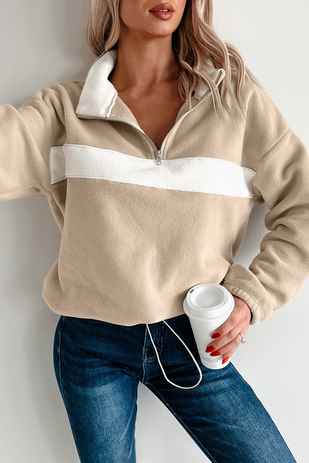 Fleece Colorblock Quarter Zip Sweatshirt