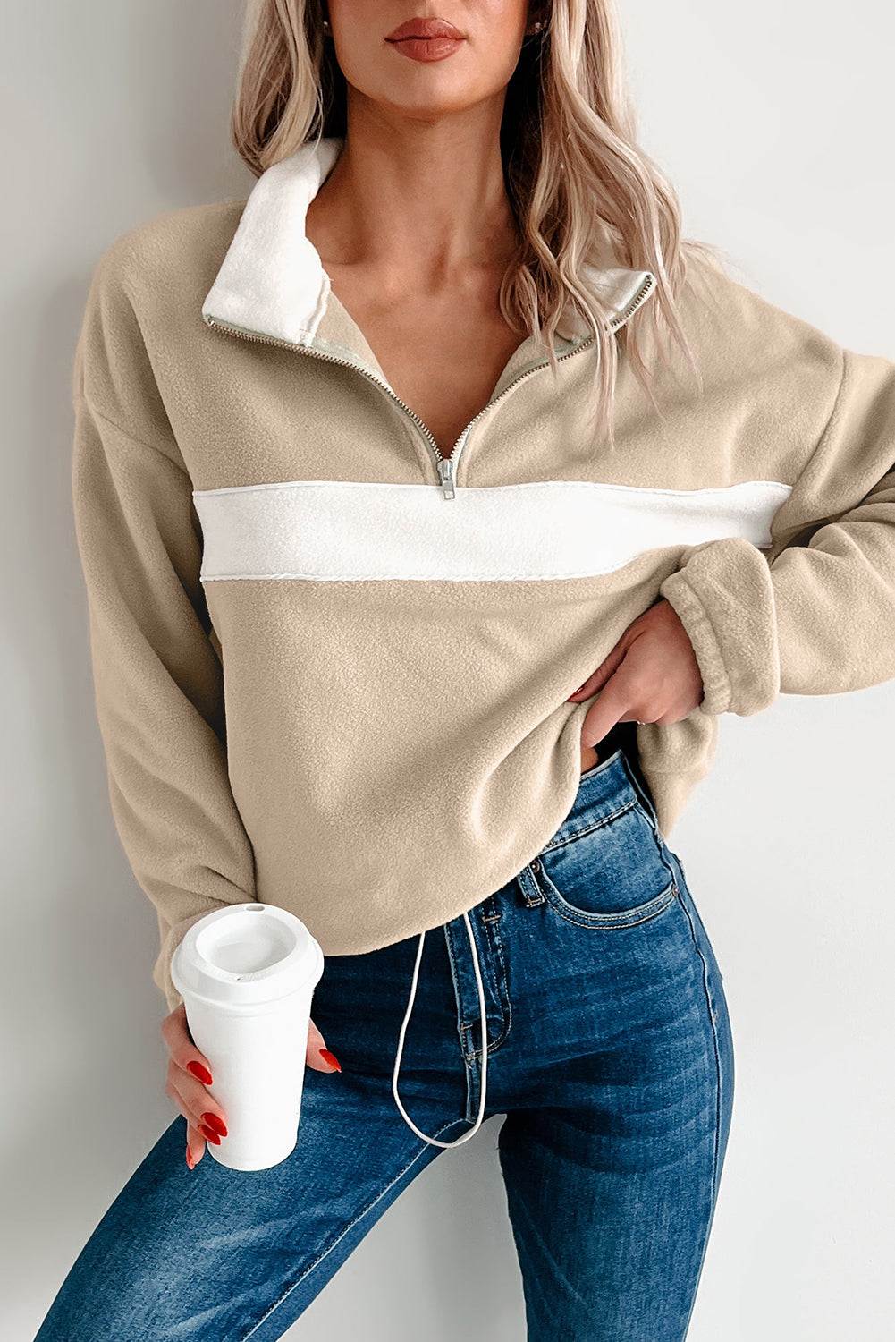 Fleece Colorblock Quarter Zip Sweatshirt