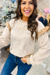 Leopard Ruffle Detail Sweatshirt