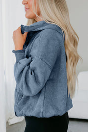 Half Zip Hooded Mineral Wash Sweatshirt