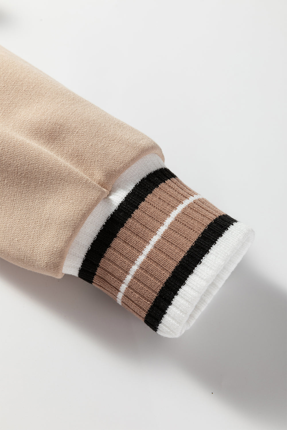 Varsity Contrast Striped Trim V-Neck Sweatshirt