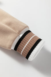 Varsity Contrast Striped Trim V-Neck Sweatshirt