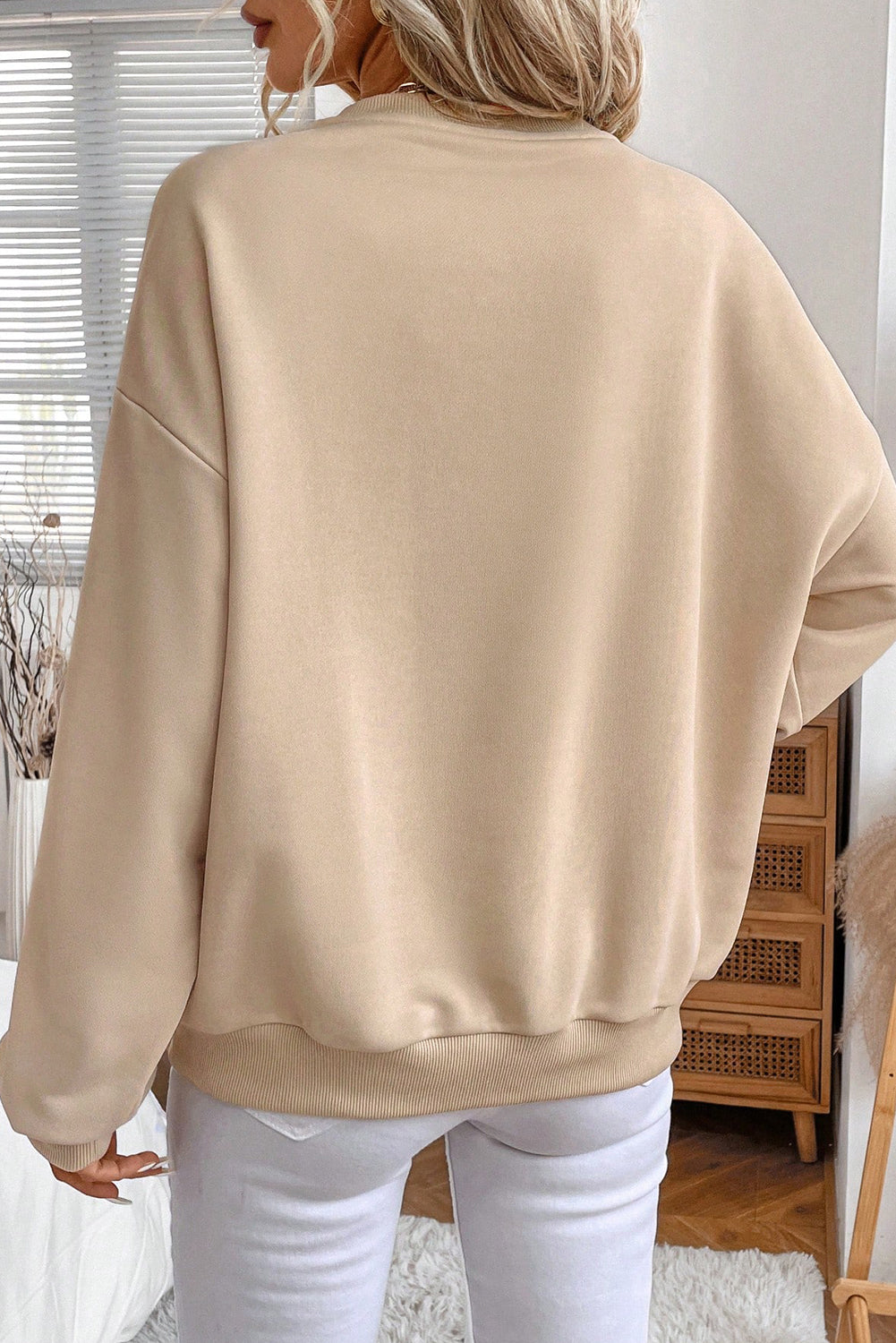 Embroidered Flower Drop Shoulder Sweatshirt