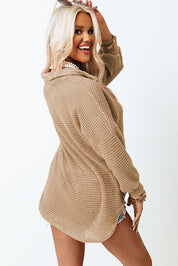 Waffle Knit Button Up Casual Shirt