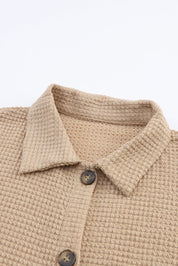 Waffle Knit Button Up Casual Shirt