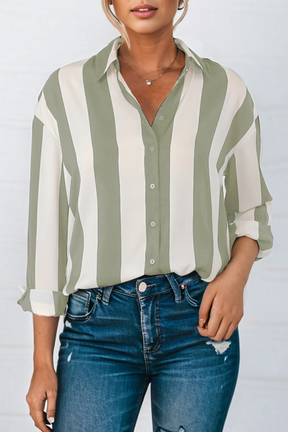Striped Soft Relaxed Button Up Shirt