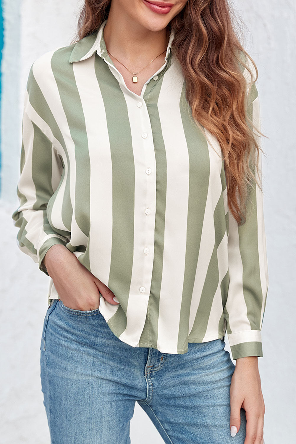 Striped Soft Relaxed Button Up Shirt