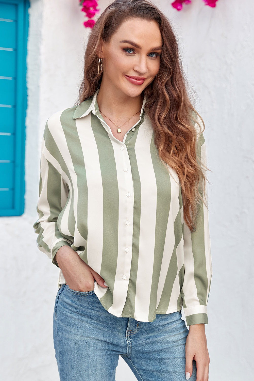 Striped Soft Relaxed Button Up Shirt