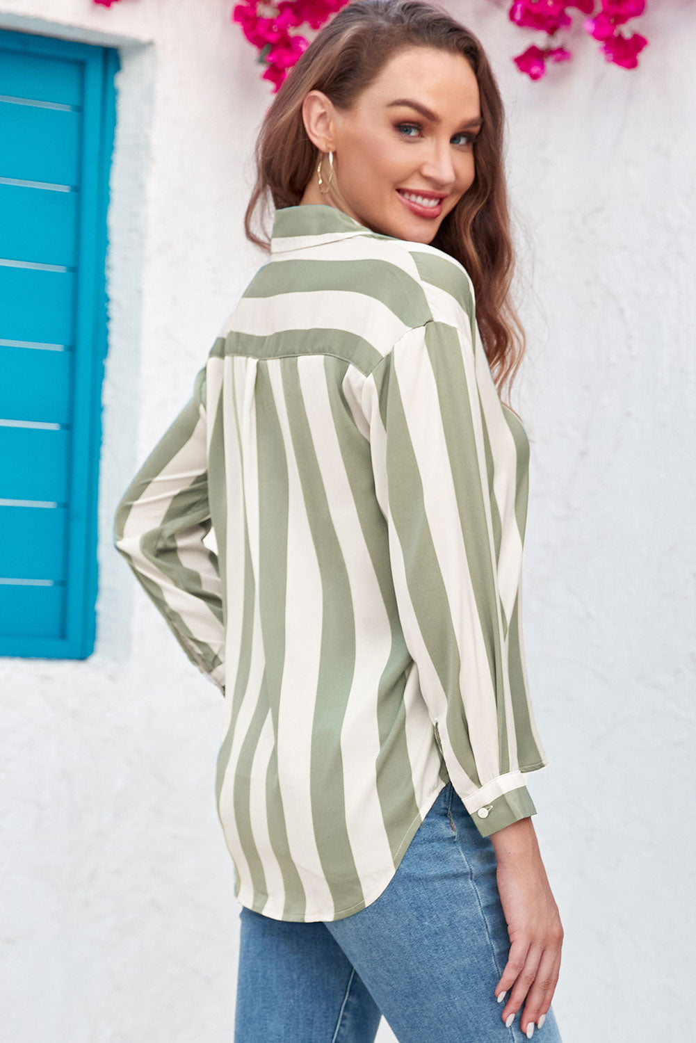 Striped Soft Relaxed Button Up Shirt