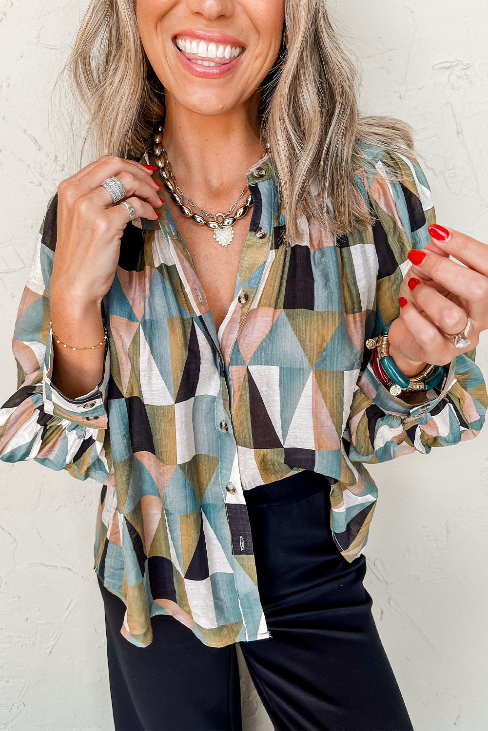Geometric Print Long Sleeve Shirt