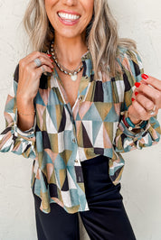 Geometric Print Long Sleeve Shirt