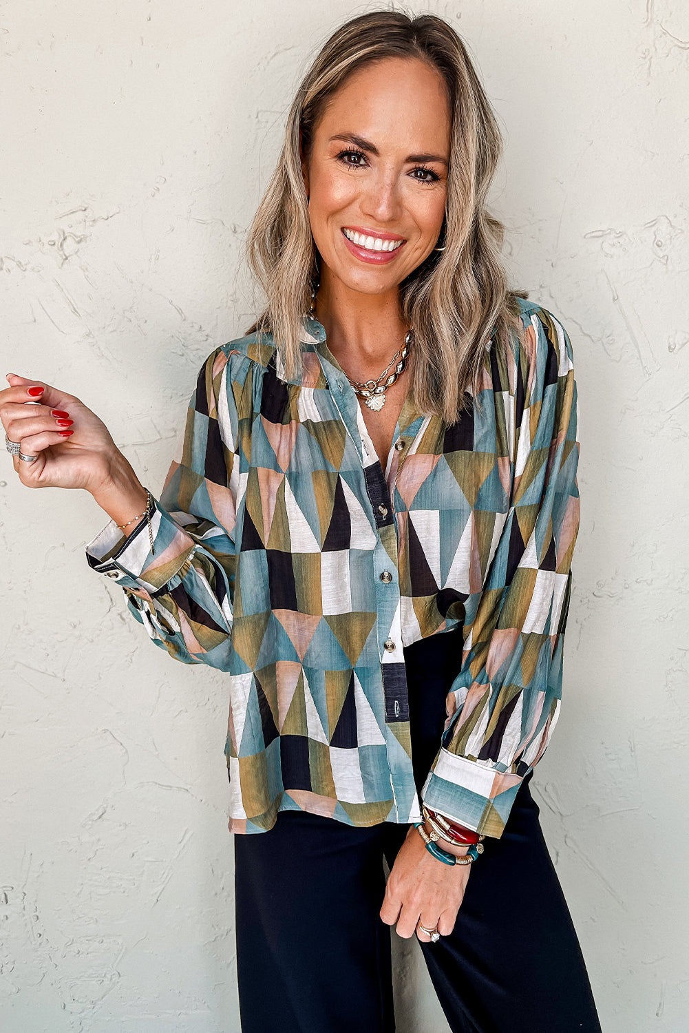 Geometric Print Long Sleeve Shirt