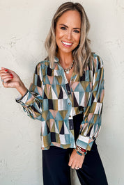 Geometric Print Long Sleeve Shirt