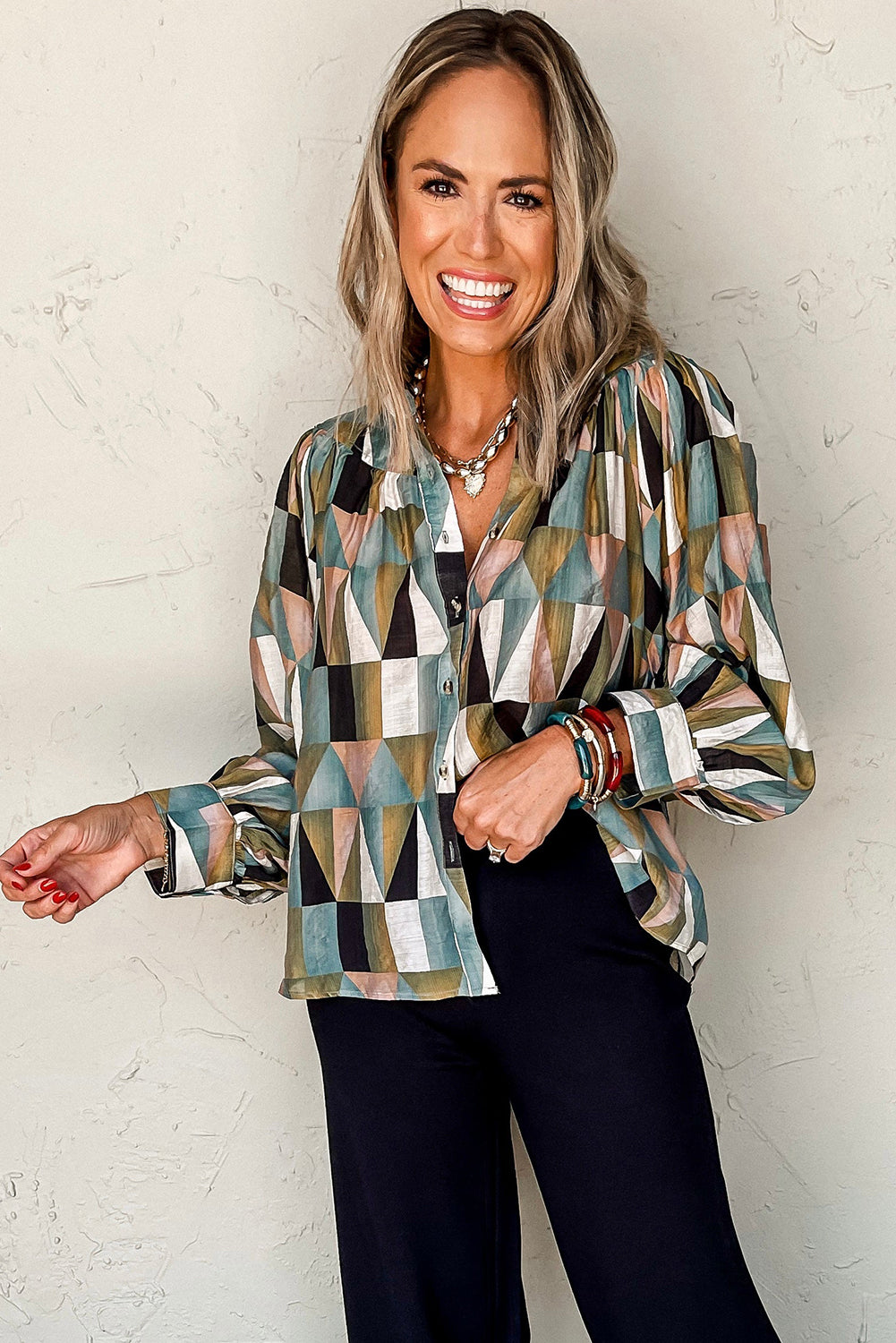 Geometric Print Long Sleeve Shirt