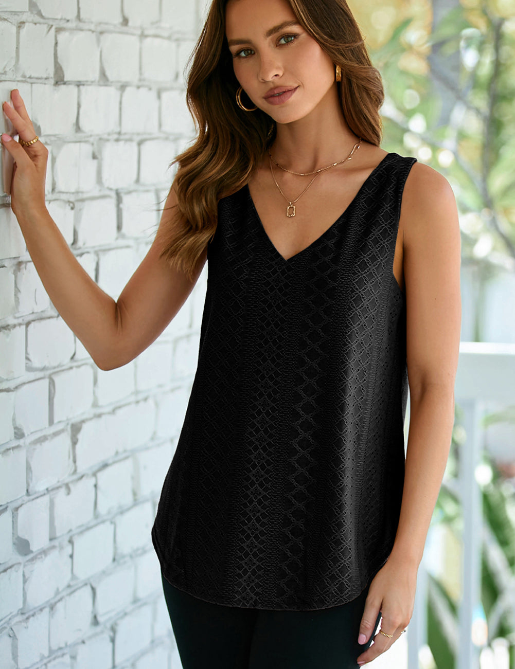 Eyelet Knit Loose Tank Top