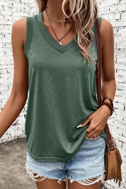 Simply Ribbed V-Neck Tank Top