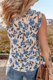 Floral Print Knotted V-Neck Tank Top
