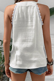 Textured Lace Cotton Sleeveless Top