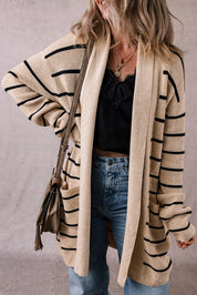 Stripe Open Cardigan with Pockets