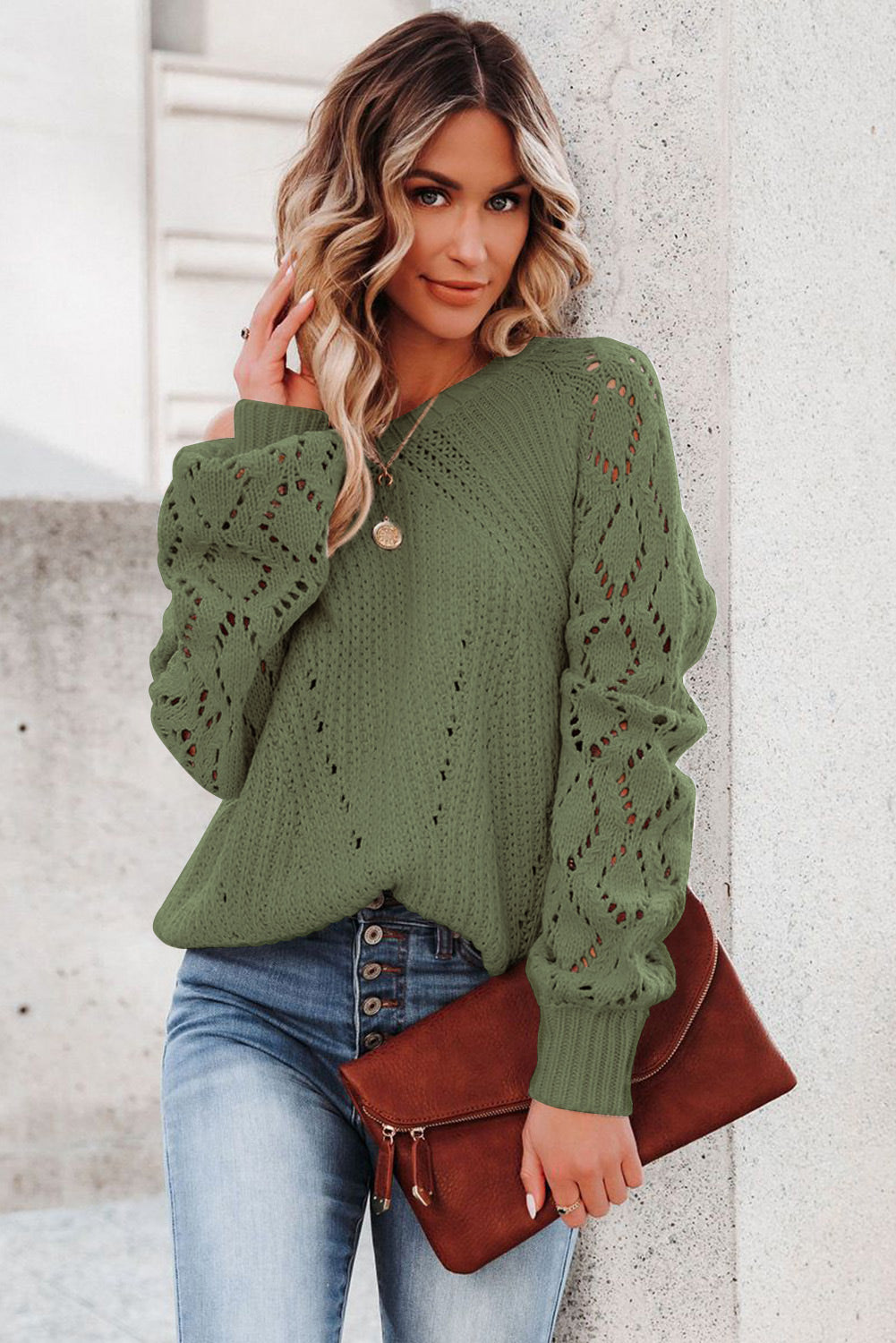 Puffy Sleeve Knit Sweater