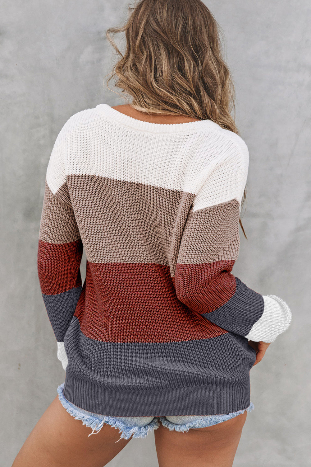 Colorblock Knitted Pullover Sweater