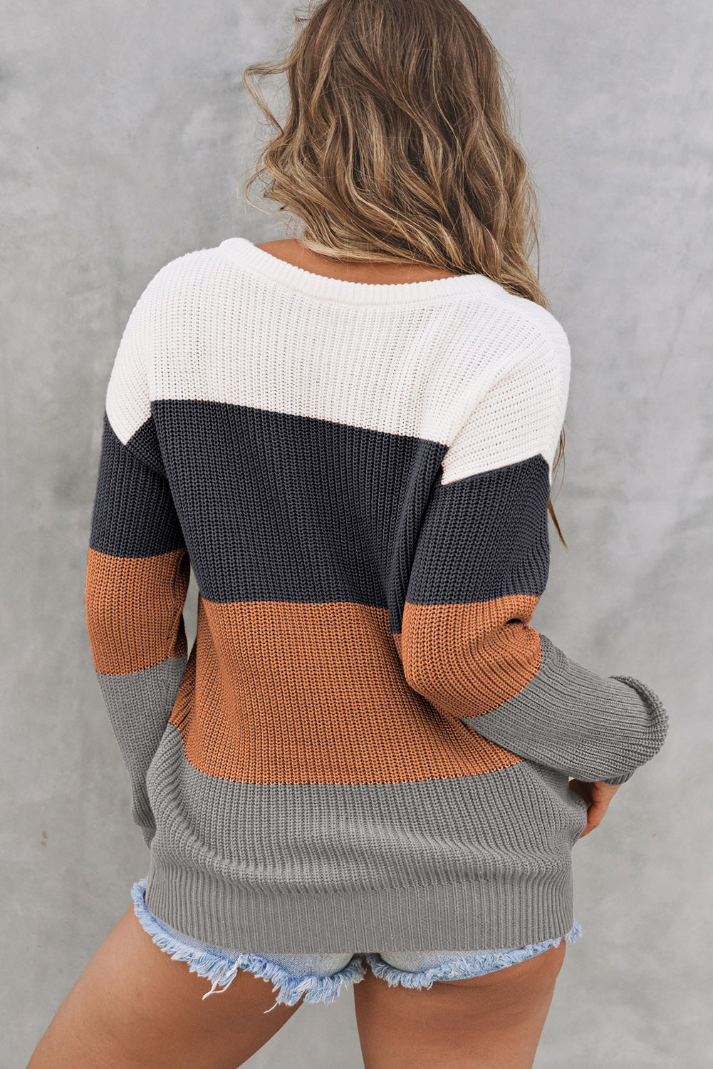 Colorblock Knitted Pullover Sweater