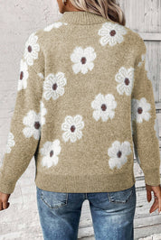 Floral Quarter Zip Sweater