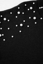 Pearled Drop Shoulder Round Neck Sweater
