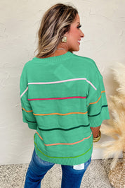 Colorblock Striped Drop Shoulder Sweater