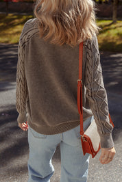 Contrast Cable Knit Sleeve Casual Sweater