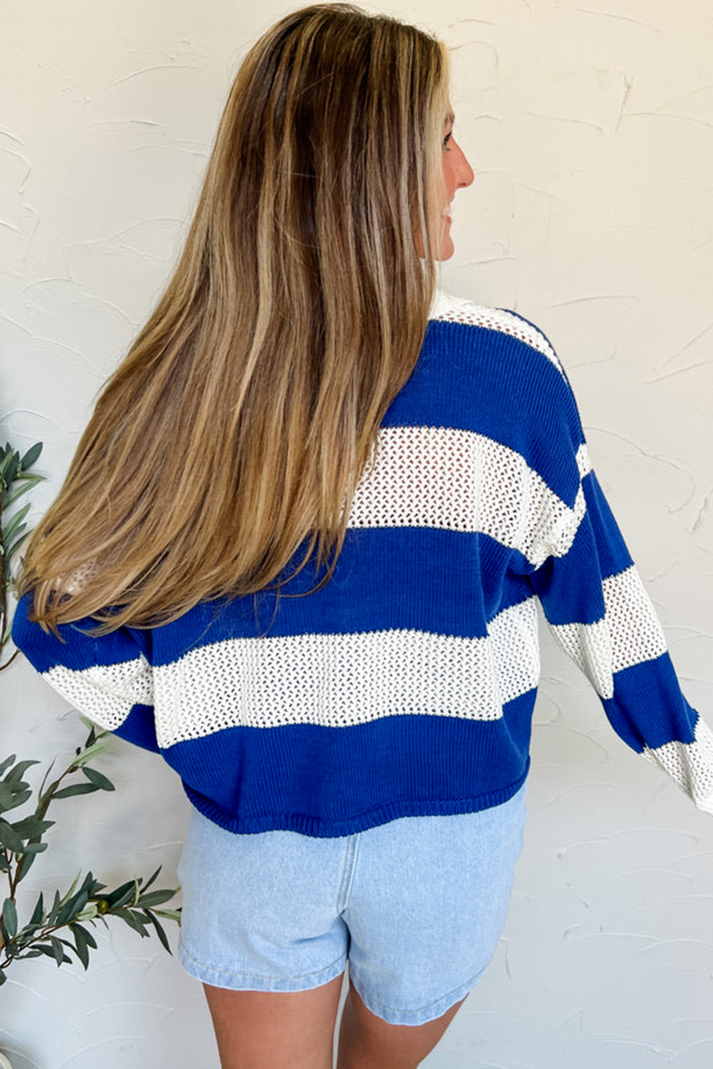 Stripe Polo Crochet Sweater