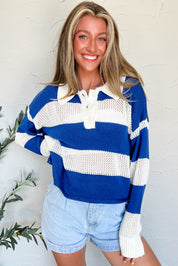 Stripe Polo Crochet Sweater