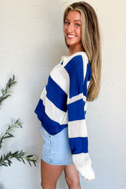 Stripe Polo Crochet Sweater