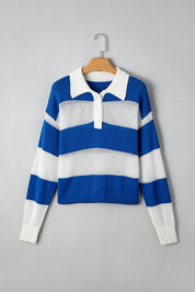 Stripe Polo Crochet Sweater