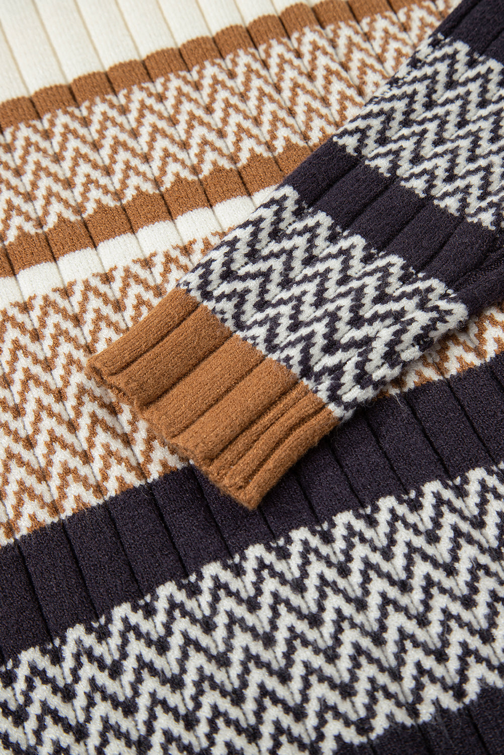 Stripe Knitted Ribbed Slim Sweater