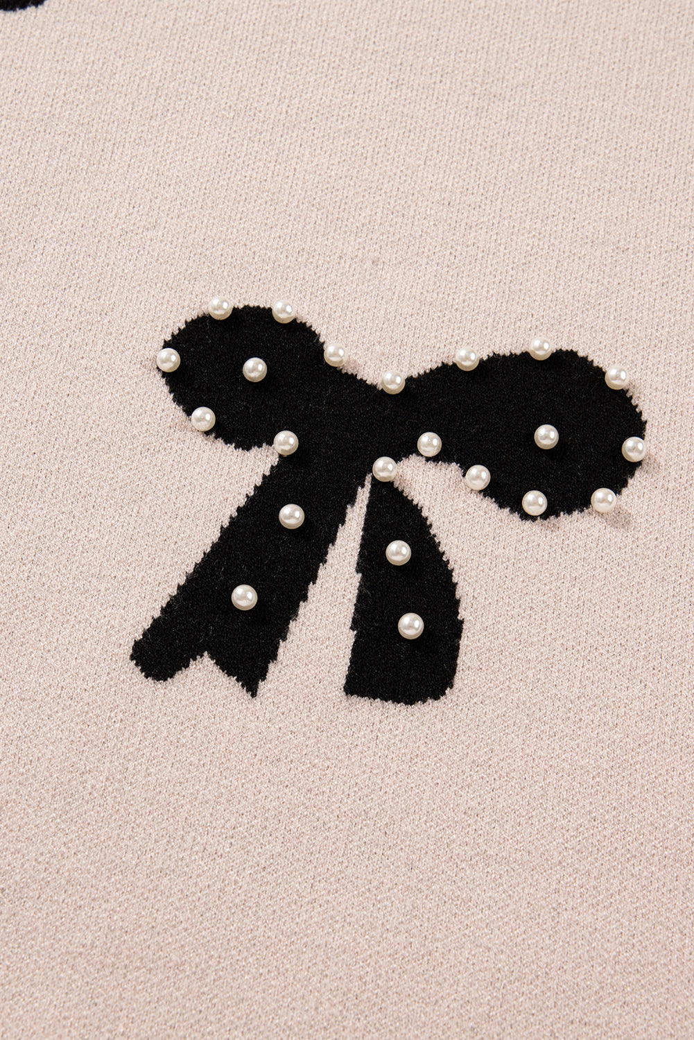 Pearl Embellished Bow Pattern Loose Sweater