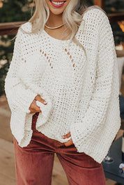 Hollowed Wide Sleeve Oversized Sweater