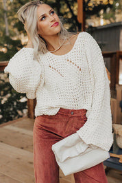 Hollowed Wide Sleeve Oversized Sweater