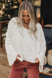Hollowed Wide Sleeve Oversized Sweater