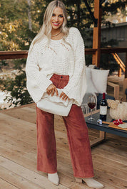 Hollowed Wide Sleeve Oversized Sweater
