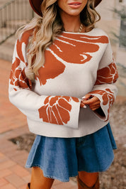 Bold Flower Wide Sleeve Sweater
